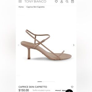 Tony Bianco Caprice heel, color Skin Capretto, size 6.5